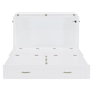 HomeRoots White Wood Full Murphy Bed with USB Port - Space-Saving Design for Stylish Multi-Purpose Living 596461