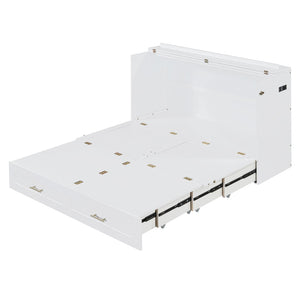 HomeRoots White Wood Full Murphy Bed with USB Port - Space-Saving Design for Stylish Multi-Purpose Living 596461