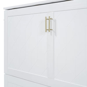 HomeRoots White Wood Full Murphy Bed with USB Port - Space-Saving Design for Stylish Multi-Purpose Living 596461