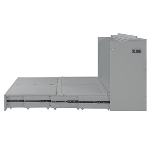 HomeRoots Gray Wood Queen Murphy Bed with Integrated USB Charging - Space-Saving, Stylish Design for Small Rooms 596462