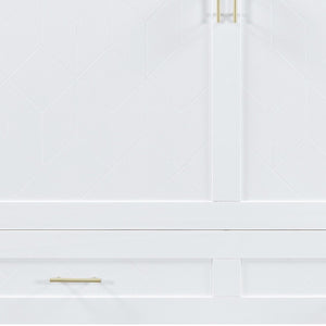 HomeRoots White Wood Queen Murphy Bed - Stylish Space-Saving Design with USB Charging for Modern Living Spaces 596463