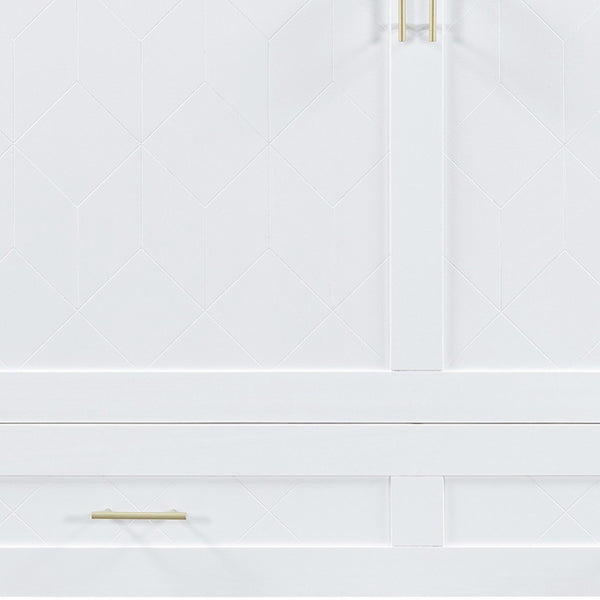 HomeRoots White Wood Queen Murphy Bed - Stylish Space-Saving Design with USB Charging for Modern Living Spaces 596463