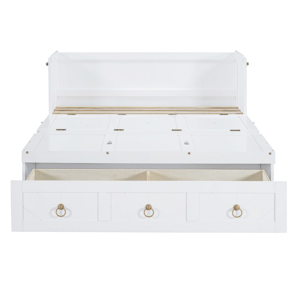 HomeRoots White Wood Full Murphy Bed with USB Charging - Space-Saving Elegance for Small Rooms and Guests 596465