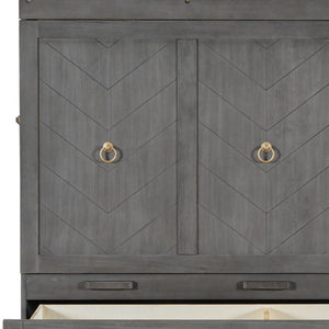HomeRoots Gray Wood Queen Murphy Bed – Space-Saving Design with USB Port for Modern Homes & Guest Rooms 596466