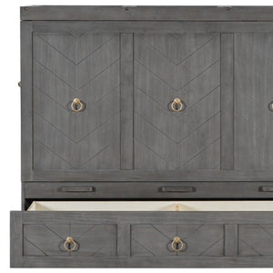 HomeRoots Gray Wood Queen Murphy Bed – Space-Saving Design with USB Port for Modern Homes & Guest Rooms 596466