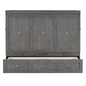 HomeRoots Gray Wood Queen Murphy Bed – Space-Saving Design with USB Port for Modern Homes & Guest Rooms 596466
