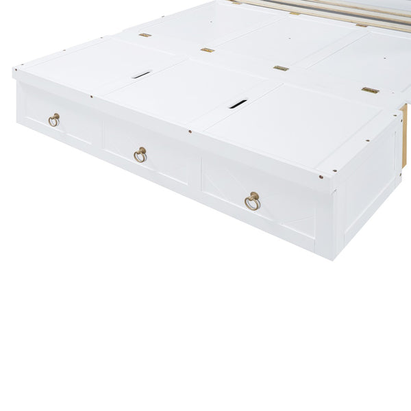 HomeRoots White Wood Queen Murphy Bed with USB Charging - Space-Saving Design for Modern Bedrooms & Studios 596467
