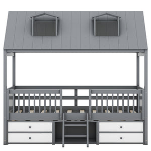 HomeRoots Gray Wood Twin House Bed - Stylish, Sturdy Design for Cozy Bedrooms | Modern Playful Sleep Nook 596468