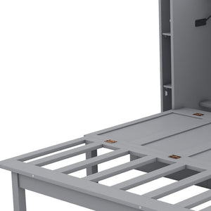 HomeRoots Gray Wood Full Murphy Bed with Integrated USB - Space-Saving Design for Modern Interiors & Comfort 596470