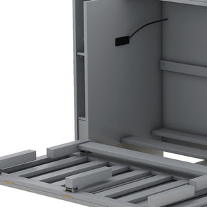 HomeRoots Gray Wood Queen Murphy Bed - Stylish Space-Saving Design with USB, Perfect for Modern Living! 596472