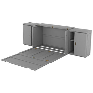 HomeRoots Gray Wood Full Murphy Bed with Integrated USB Charging - Stylish Space-Saving Solution for Any Room! 596474