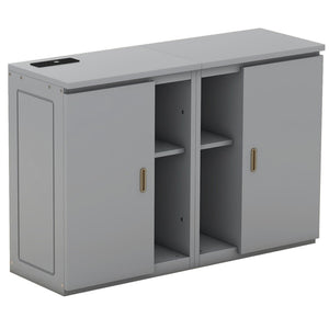 HomeRoots Gray Wood Full Murphy Bed with Integrated USB Charging - Stylish Space-Saving Solution for Any Room! 596474
