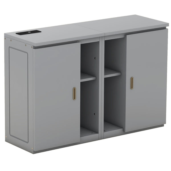 HomeRoots Gray Wood Full Murphy Bed with Integrated USB Charging - Stylish Space-Saving Solution for Any Room! 596474