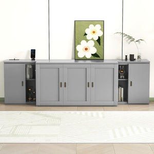 HomeRoots Gray Wood Queen Murphy Bed with USB Port - Stylish, Space-Saving Design for Modern Bedrooms & Studios 596476