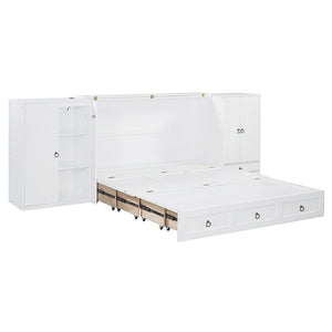 HomeRoots White Wood Queen Murphy Bed with USB Port – Stylish Space-Saving Solution for Modern Living Spaces 596479