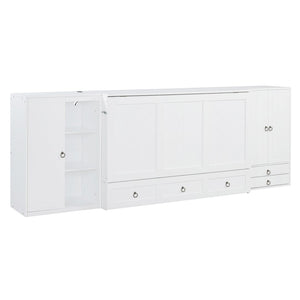 HomeRoots White Wood Queen Murphy Bed with USB Port – Stylish Space-Saving Solution for Modern Living Spaces 596479