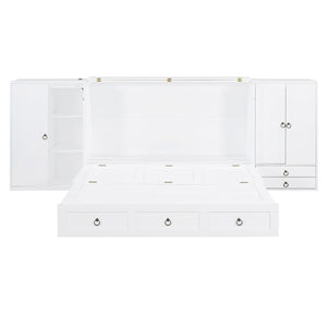 HomeRoots White Wood Queen Murphy Bed with USB Port – Stylish Space-Saving Solution for Modern Living Spaces 596479