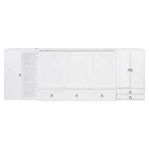 HomeRoots White Wood Queen Murphy Bed with USB Port – Stylish Space-Saving Solution for Modern Living Spaces 596479