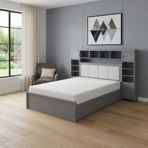 HomeRoots Gray Wood Full Bed Frame with Space-Saving Trundle for Modern Bedrooms - Stylish & Durable Design 596480