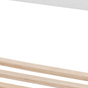 HomeRoots White Wood Full Bed Frame with Pull-Out Trundle - Elegant Design, Space-Saving, Durable Style! 596481