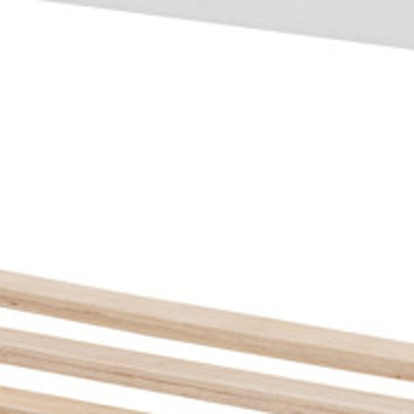 HomeRoots White Wood Full Bed Frame with Pull-Out Trundle - Elegant Design, Space-Saving, Durable Style! 596481