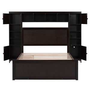HomeRoots Espresso Wood Full Bed Frame with Space-Saving Trundle for Stylish Comfort and Versatile Storage 596482