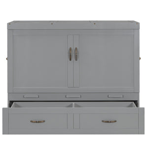 HomeRoots Gray Wood Full Murphy Bed - Space-Saving Design with USB Port for Modern Multi-Functional Spaces 596483