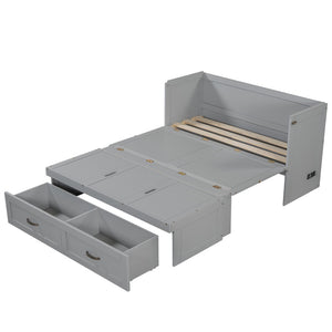 HomeRoots Gray Wood Full Murphy Bed - Space-Saving Design with USB Port for Modern Multi-Functional Spaces 596483