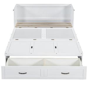 HomeRoots White Wood Full Murphy Bed with USB Port – Stylish, Space-Saving Solution for Modern Living Spaces 596484