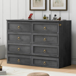 HomeRoots Gray Wood Full Murphy Bed with USB Port - Stylish Space-Saving Cabinet Design for Modern Living Spaces 596485