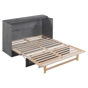 HomeRoots Gray Wood Queen Murphy Bed – Space-Saving Design, Stylish Cabinet, Perfect for Small Rooms & Studios 596487