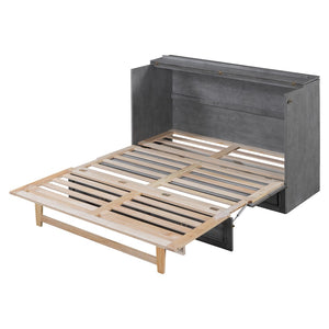 HomeRoots Gray Wood Queen Murphy Bed – Space-Saving Design, Stylish Cabinet, Perfect for Small Rooms & Studios 596487