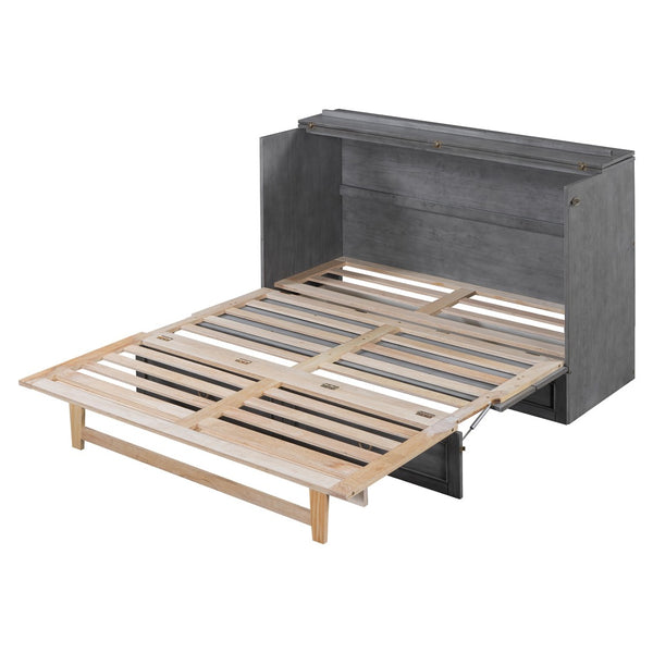 HomeRoots Gray Wood Queen Murphy Bed – Space-Saving Design, Stylish Cabinet, Perfect for Small Rooms & Studios 596487
