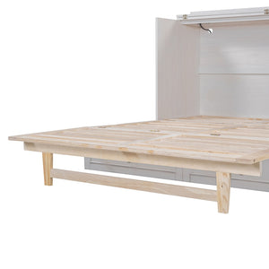 HomeRoots White Wood Queen Murphy Bed - Space-Saving Elegance for Stylish Guest Rooms & Multifunctional Spaces 596488