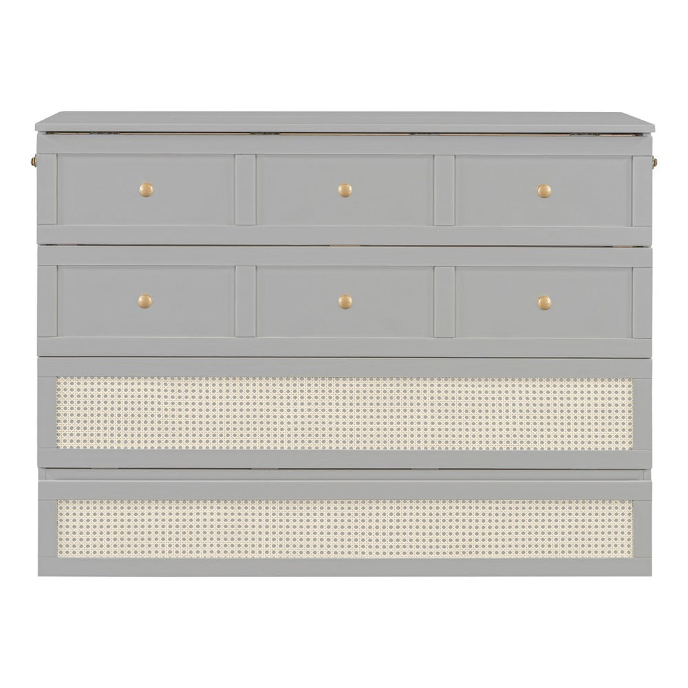 HomeRoots Gray Wood Full Murphy Bed - Stylish Space-Saving Cabinet for Small Rooms, Multi-Use Areas & Guests 596489