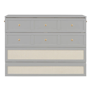 HomeRoots Gray Wood Full Murphy Bed - Stylish Space-Saving Cabinet for Small Rooms, Multi-Use Areas & Guests 596489