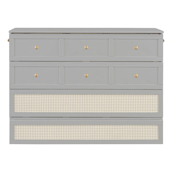 HomeRoots Gray Wood Full Murphy Bed - Stylish Space-Saving Cabinet for Small Rooms, Multi-Use Areas & Guests 596489