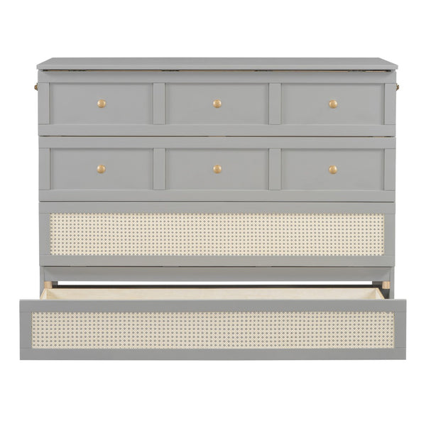 HomeRoots Gray Wood Full Murphy Bed - Stylish Space-Saving Cabinet for Small Rooms, Multi-Use Areas & Guests 596489