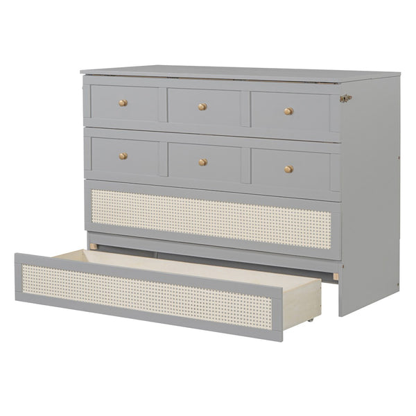 HomeRoots Gray Wood Full Murphy Bed - Stylish Space-Saving Cabinet for Small Rooms, Multi-Use Areas & Guests 596489