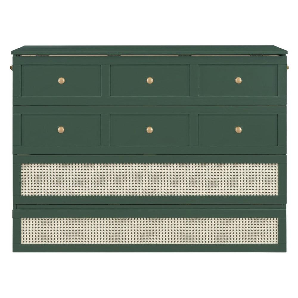 HomeRoots Green Wood Full Murphy Bed - Stylish Space-Saving Design with Sturdy Support for Any Room Decor 596490