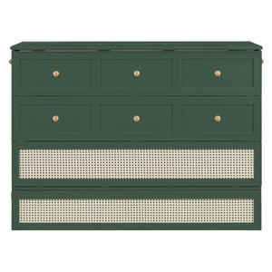 HomeRoots Green Wood Full Murphy Bed - Stylish Space-Saving Design with Sturdy Support for Any Room Decor 596490