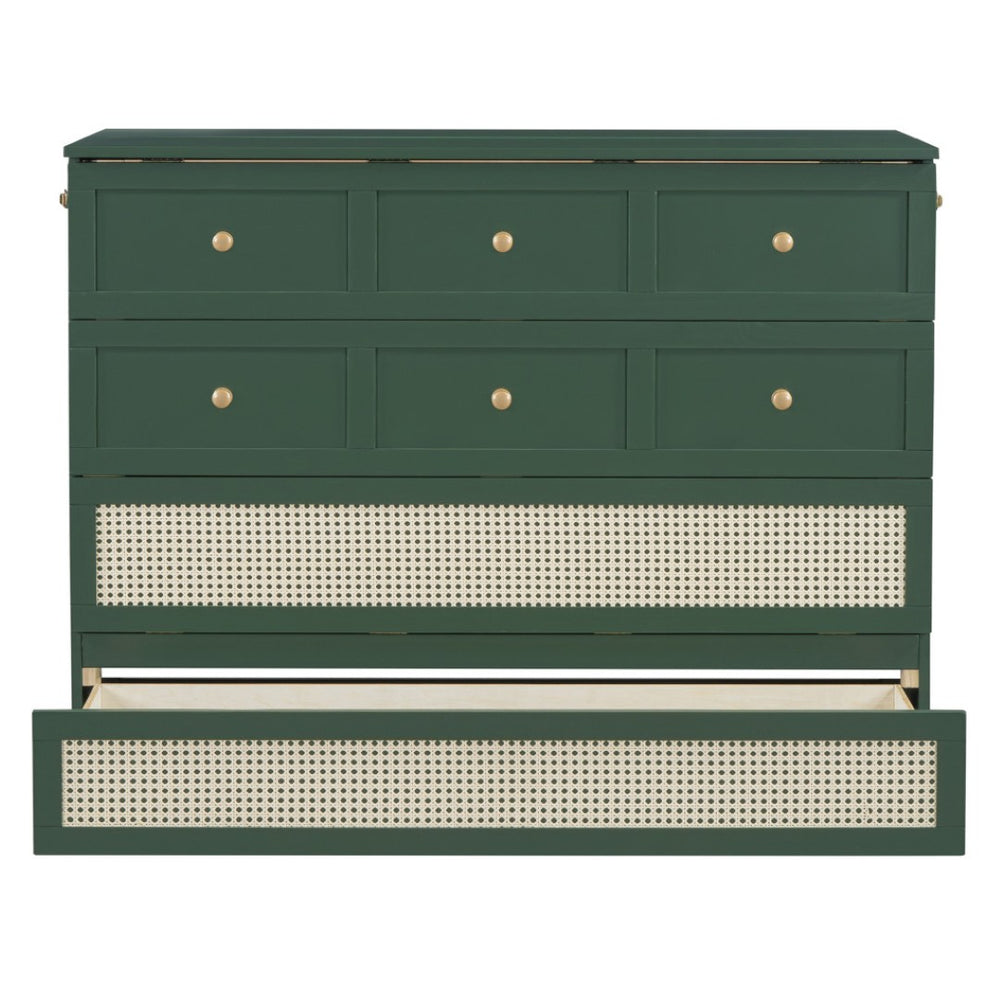 HomeRoots Green Wood Full Murphy Bed - Stylish Space-Saving Design with Sturdy Support for Any Room Decor 596490