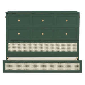 HomeRoots Green Wood Full Murphy Bed - Stylish Space-Saving Design with Sturdy Support for Any Room Decor 596490