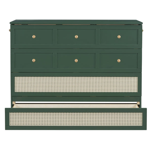 HomeRoots Green Wood Full Murphy Bed - Stylish Space-Saving Design with Sturdy Support for Any Room Decor 596490