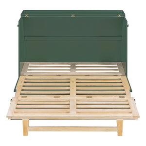 HomeRoots Green Wood Full Murphy Bed - Stylish Space-Saving Design with Sturdy Support for Any Room Decor 596490