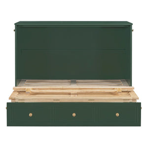 HomeRoots Green Wood Full Murphy Bed - Stylish Space-Saving Design with Sturdy Support for Any Room Decor 596490