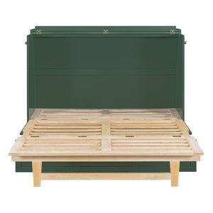 HomeRoots Green Wood Full Murphy Bed - Stylish Space-Saving Design with Sturdy Support for Any Room Decor 596490