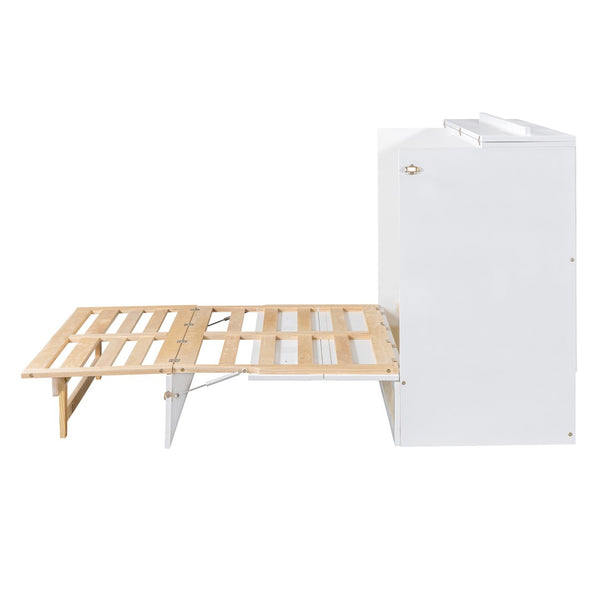 HomeRoots White Wood Full Murphy Bed – Stylish Space-Saving Solution for Guest Rooms & Multipurpose Spaces 596491