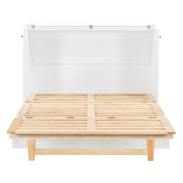 HomeRoots White Wood Full Murphy Bed – Stylish Space-Saving Solution for Guest Rooms & Multipurpose Spaces 596491