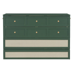 HomeRoots Green Wood Queen Murphy Bed - Stylish Space-Saving Design with Durable Construction for Modern Homes 596493
